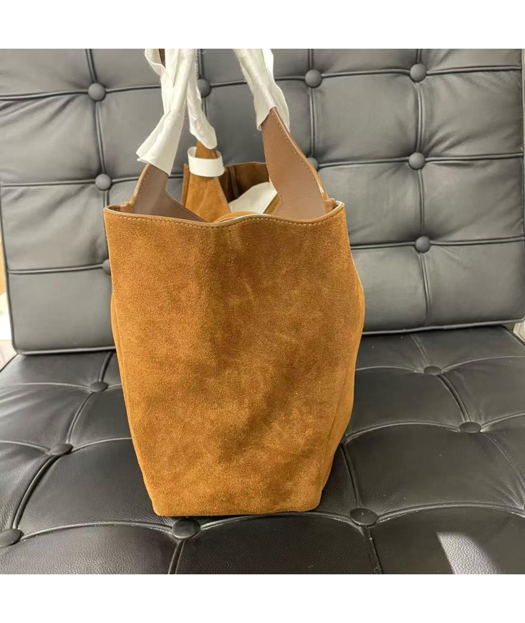 SAINT LAURENT Коричневая замшевая сумка через плечо, фото 3