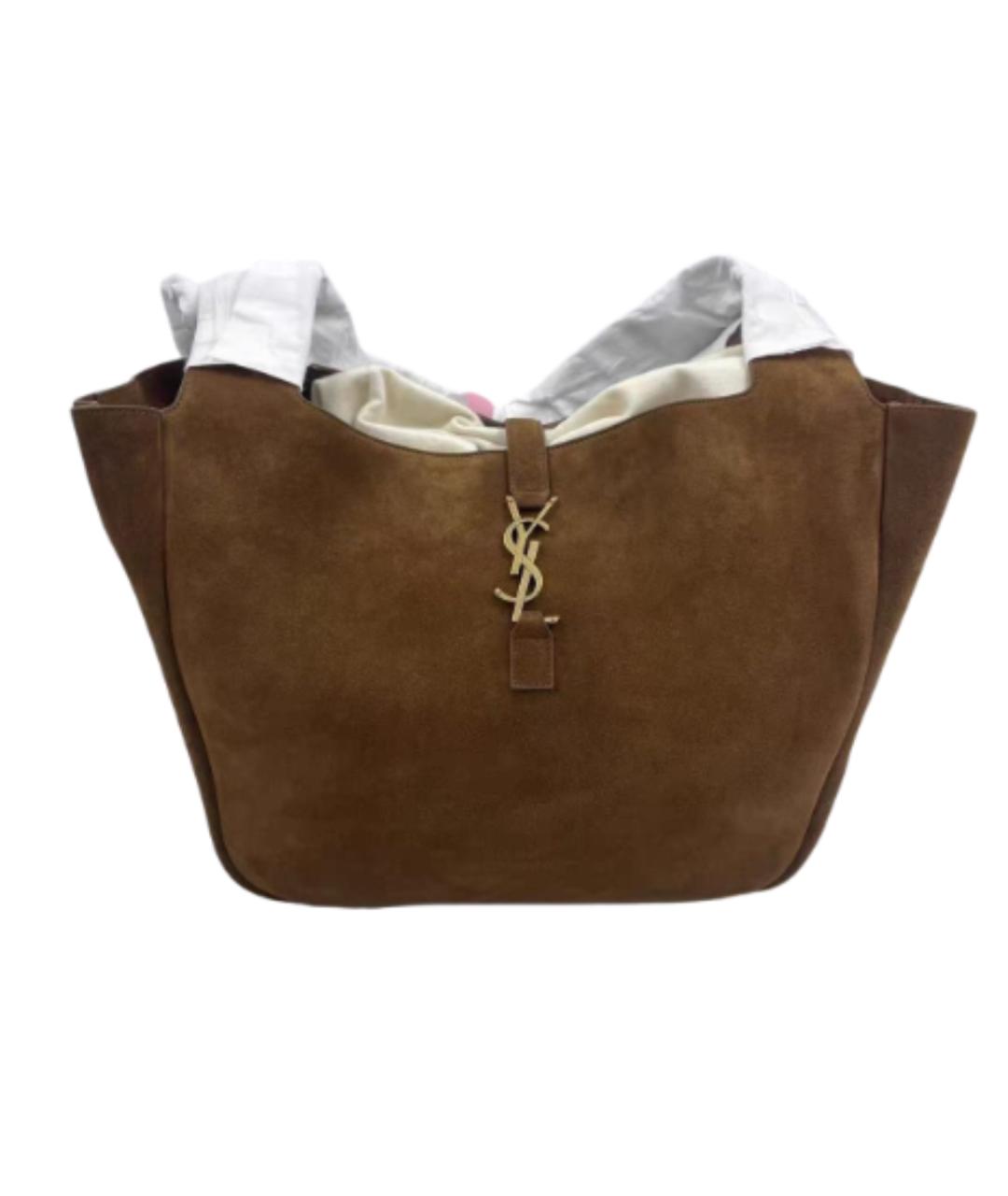 SAINT LAURENT Коричневая замшевая сумка через плечо, фото 8