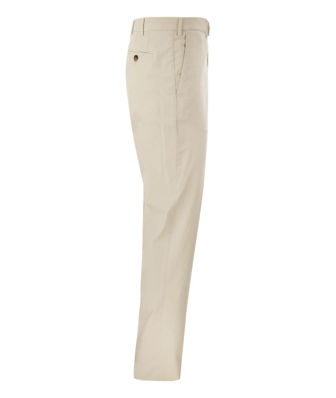 BRUNELLO CUCINELLI Бежевые хлопковые повседневные брюки, фото 3