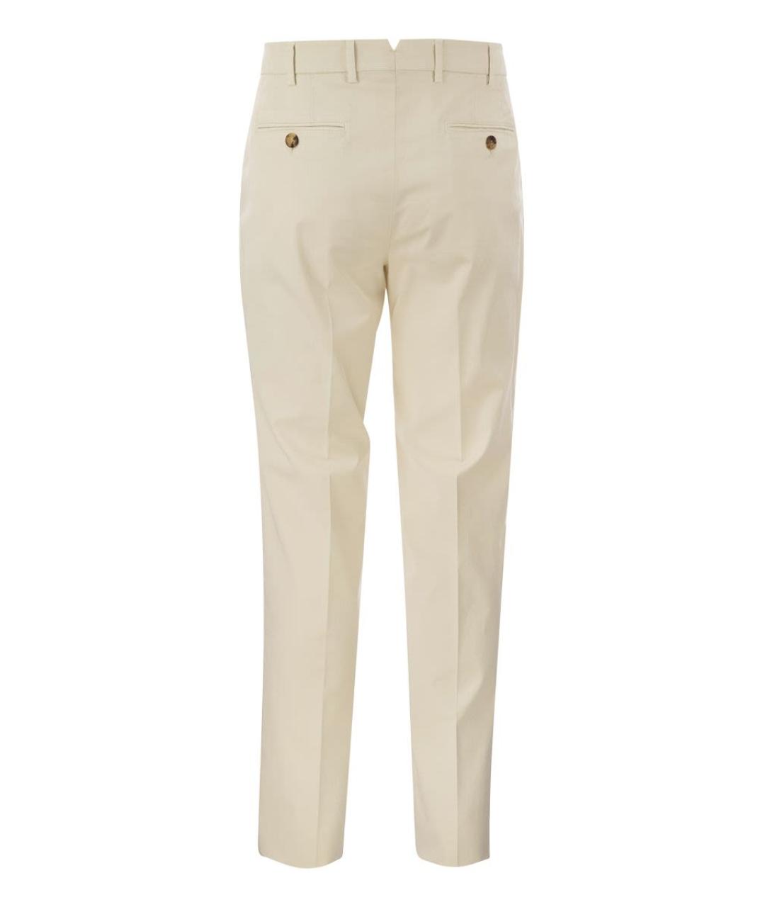 BRUNELLO CUCINELLI Бежевые хлопковые повседневные брюки, фото 2