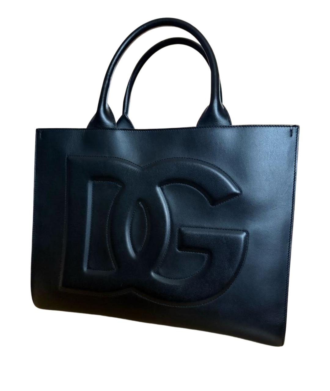 DOLCE&GABBANA Черная кожаная сумка тоут, фото 1