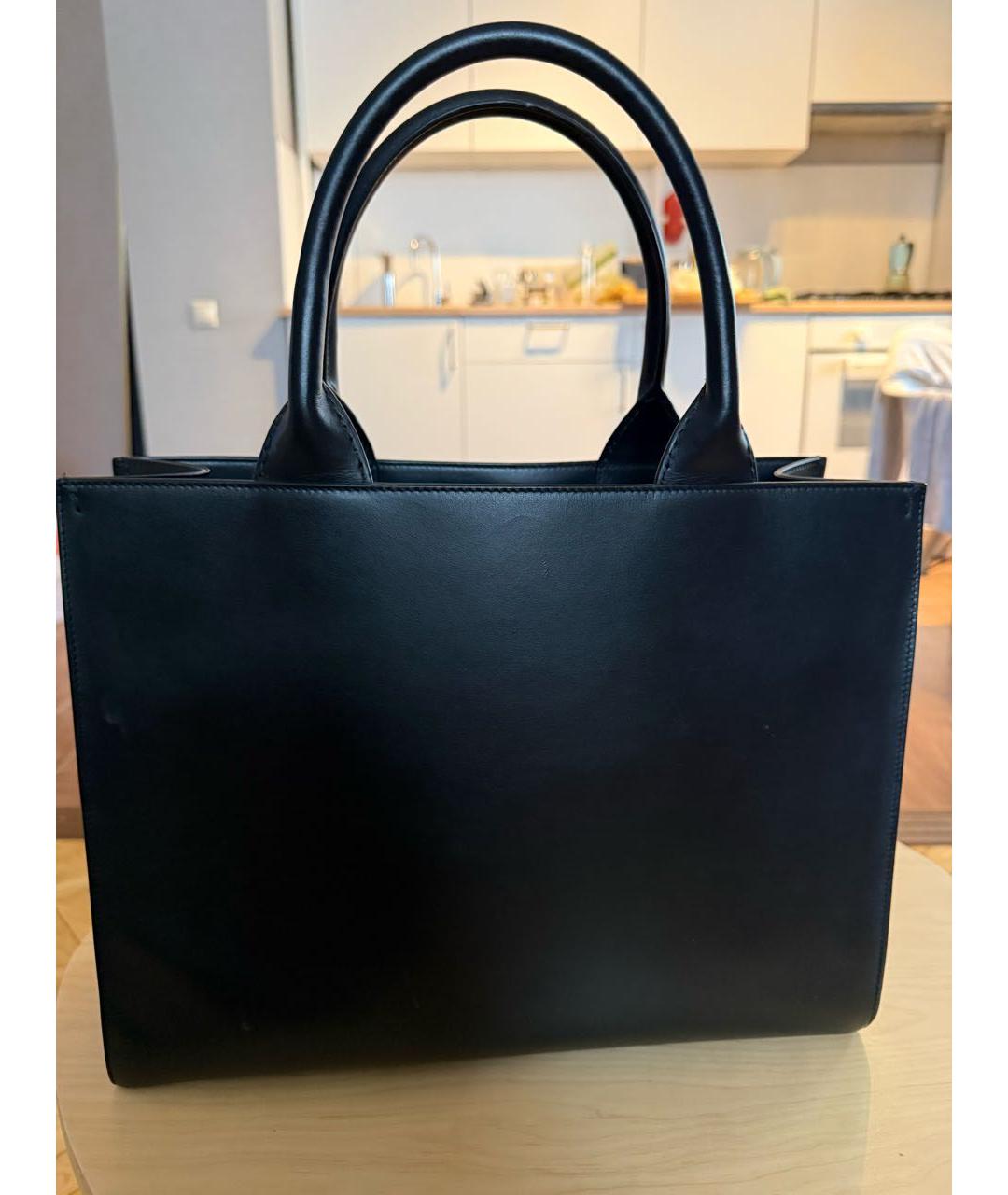 DOLCE&GABBANA Черная кожаная сумка тоут, фото 3