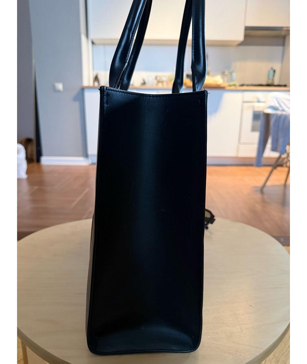 DOLCE&GABBANA Черная кожаная сумка тоут, фото 2