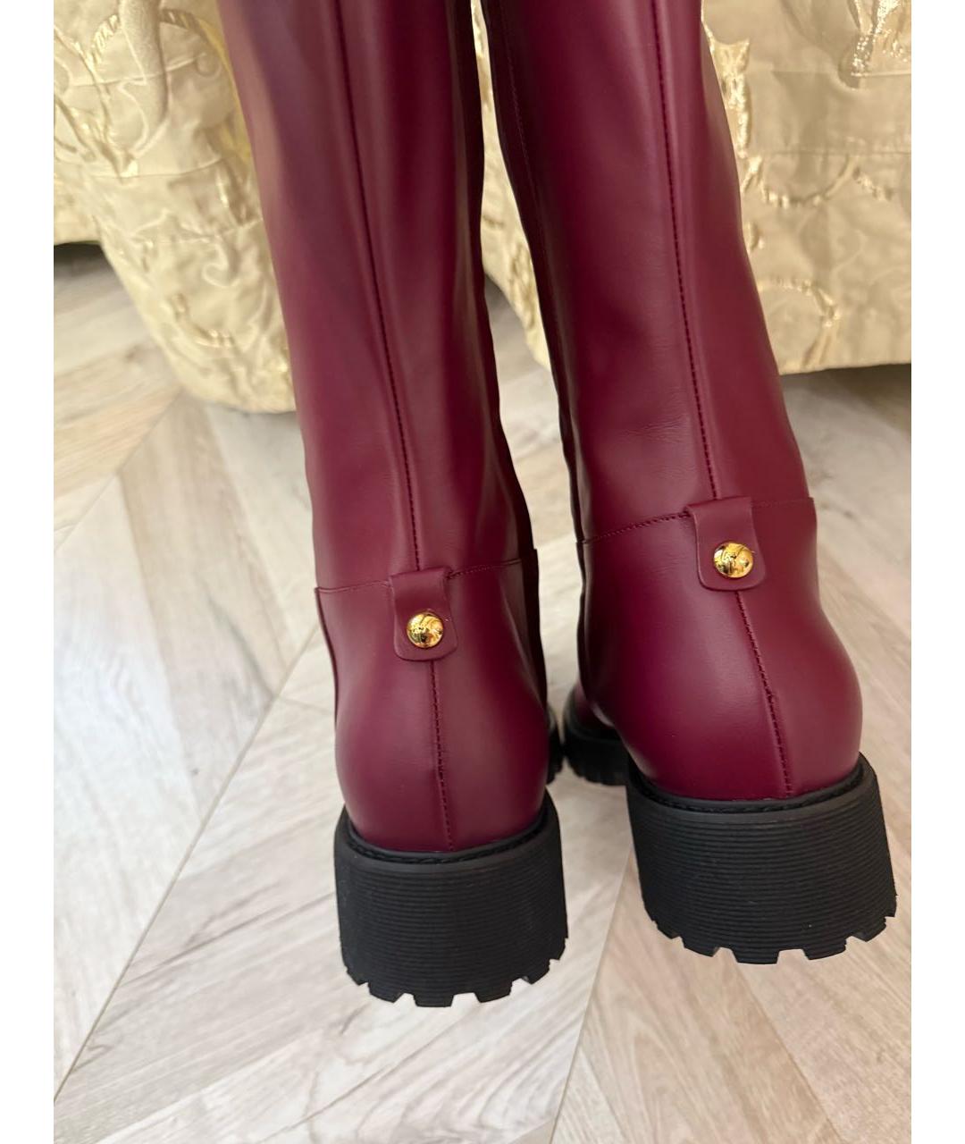 GIUSEPPE ZANOTTI DESIGN Бордовые кожаные сапоги, фото 7