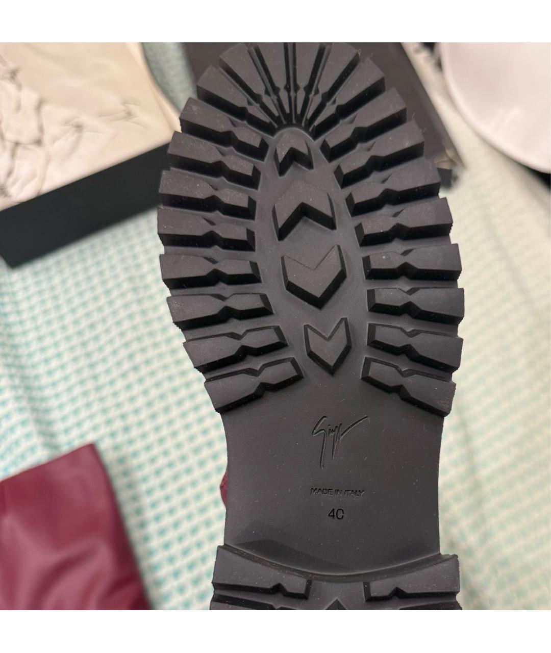 GIUSEPPE ZANOTTI DESIGN Бордовые кожаные сапоги, фото 4