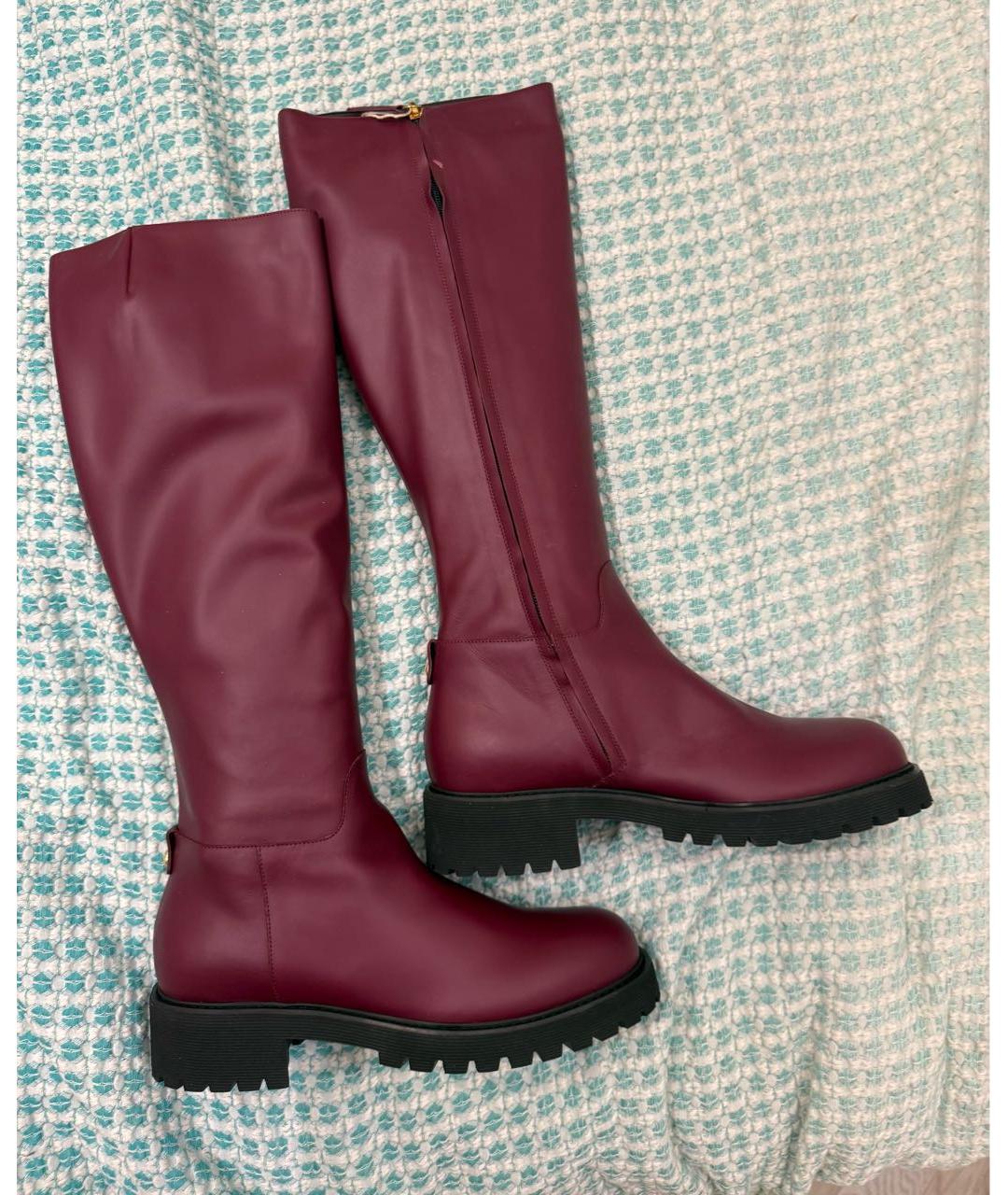 GIUSEPPE ZANOTTI DESIGN Бордовые кожаные сапоги, фото 3