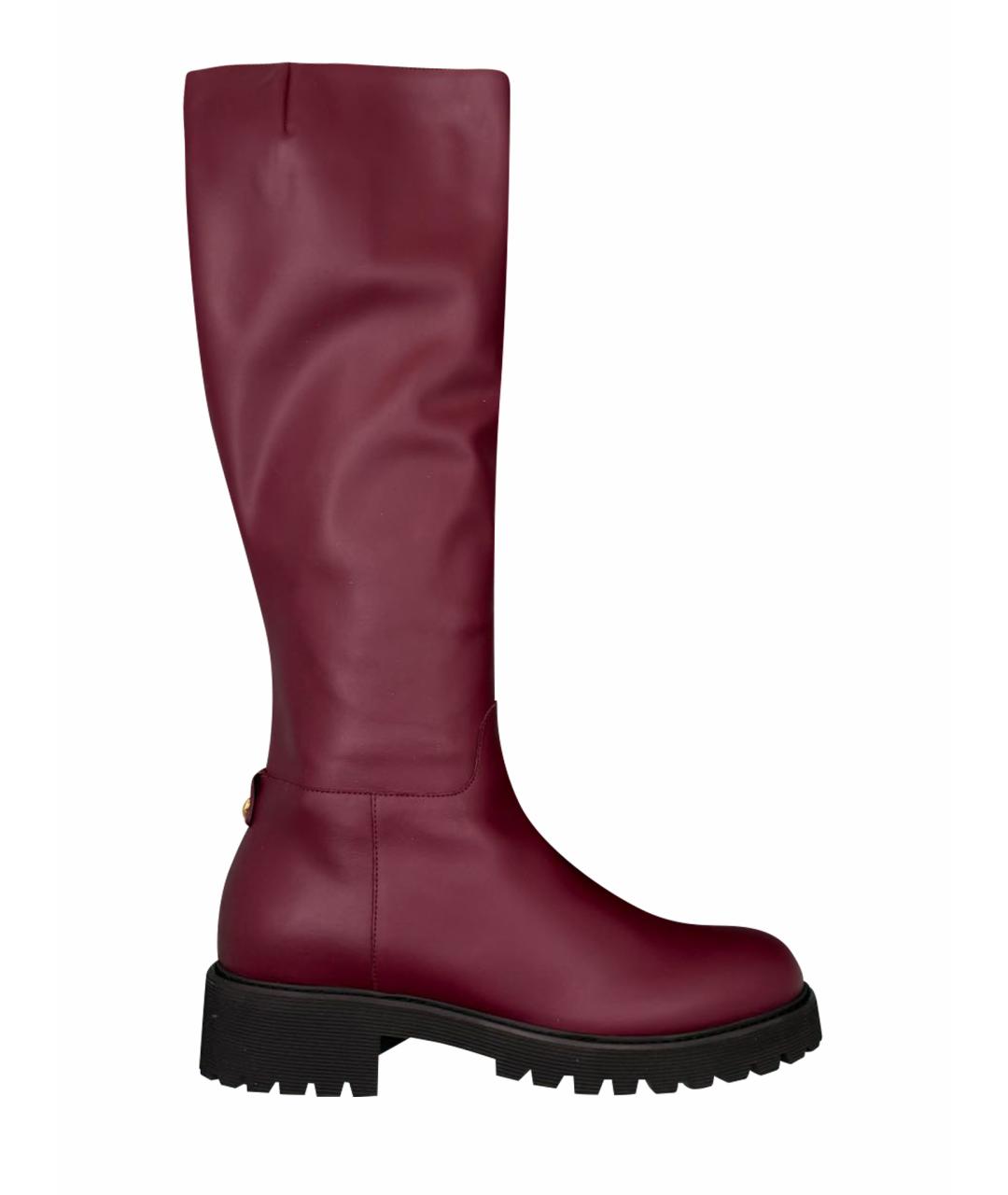 GIUSEPPE ZANOTTI DESIGN Бордовые кожаные сапоги, фото 1