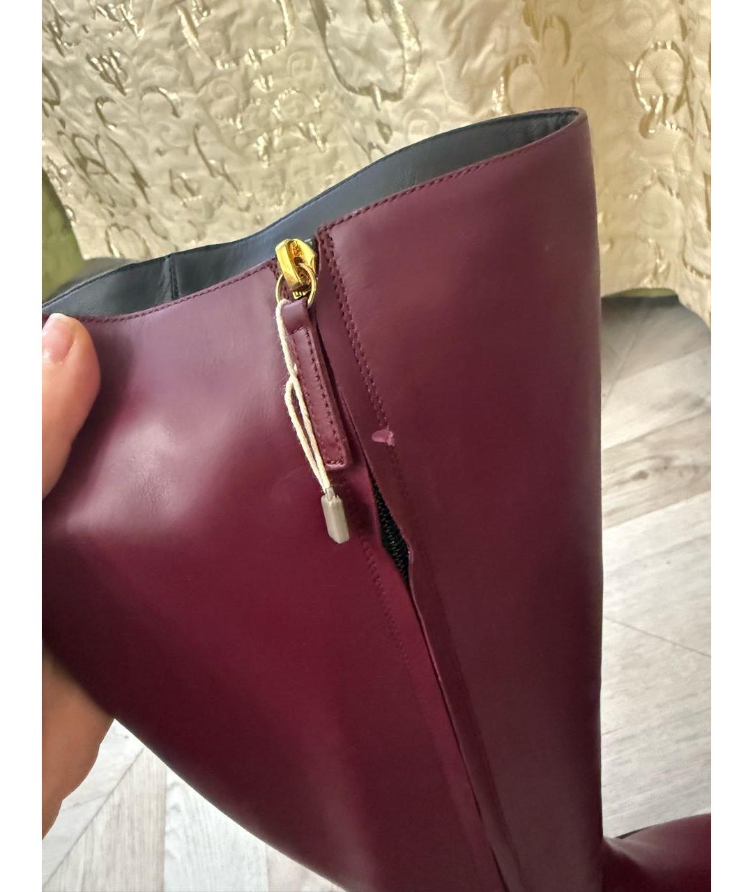 GIUSEPPE ZANOTTI DESIGN Бордовые кожаные сапоги, фото 8