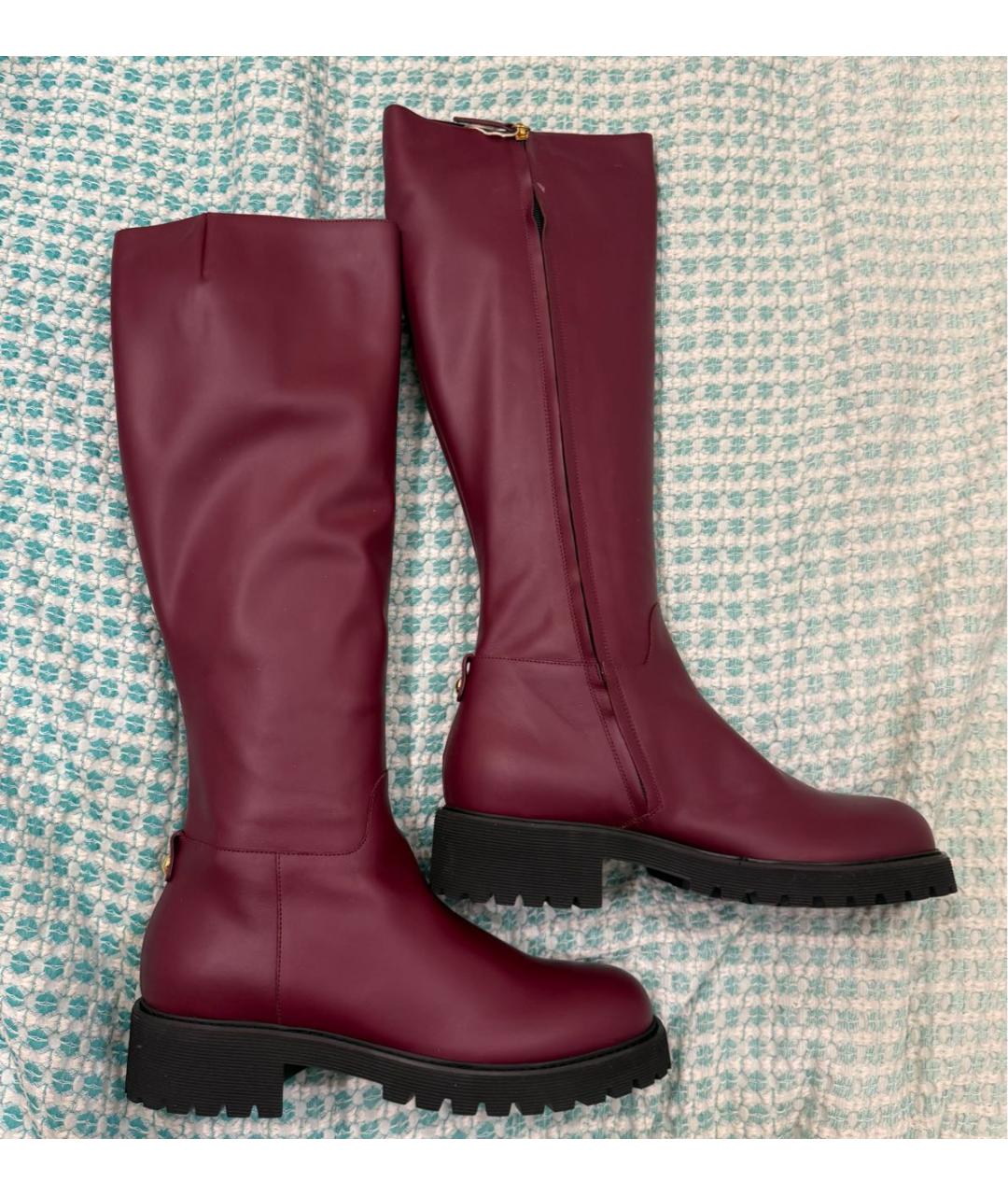 GIUSEPPE ZANOTTI DESIGN Бордовые кожаные сапоги, фото 9