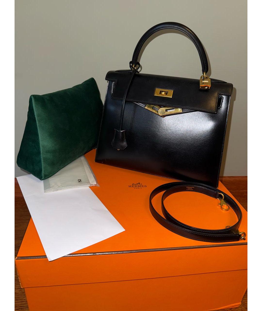 HERMES Черная кожаная сумка с короткими ручками, фото 9