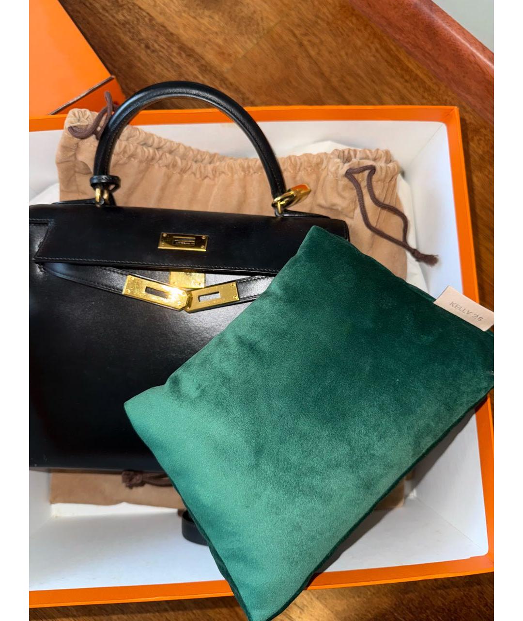 HERMES Черная кожаная сумка с короткими ручками, фото 2