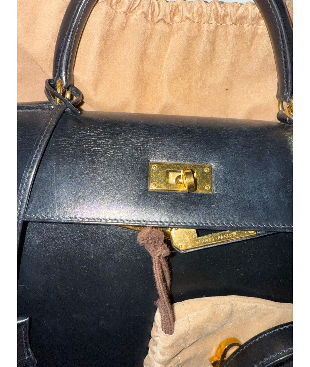 HERMES Черная кожаная сумка с короткими ручками, фото 5