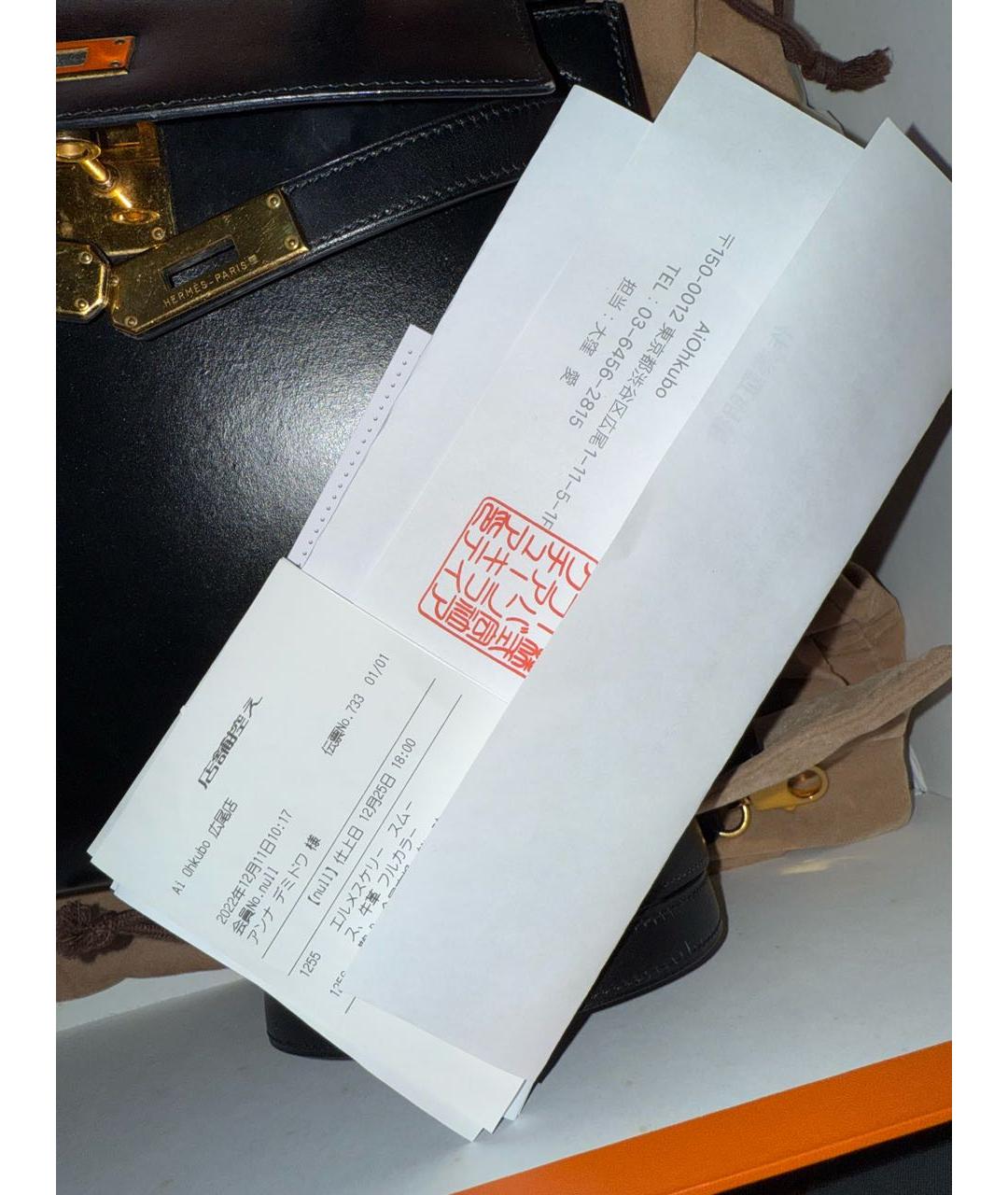 HERMES Черная кожаная сумка с короткими ручками, фото 3