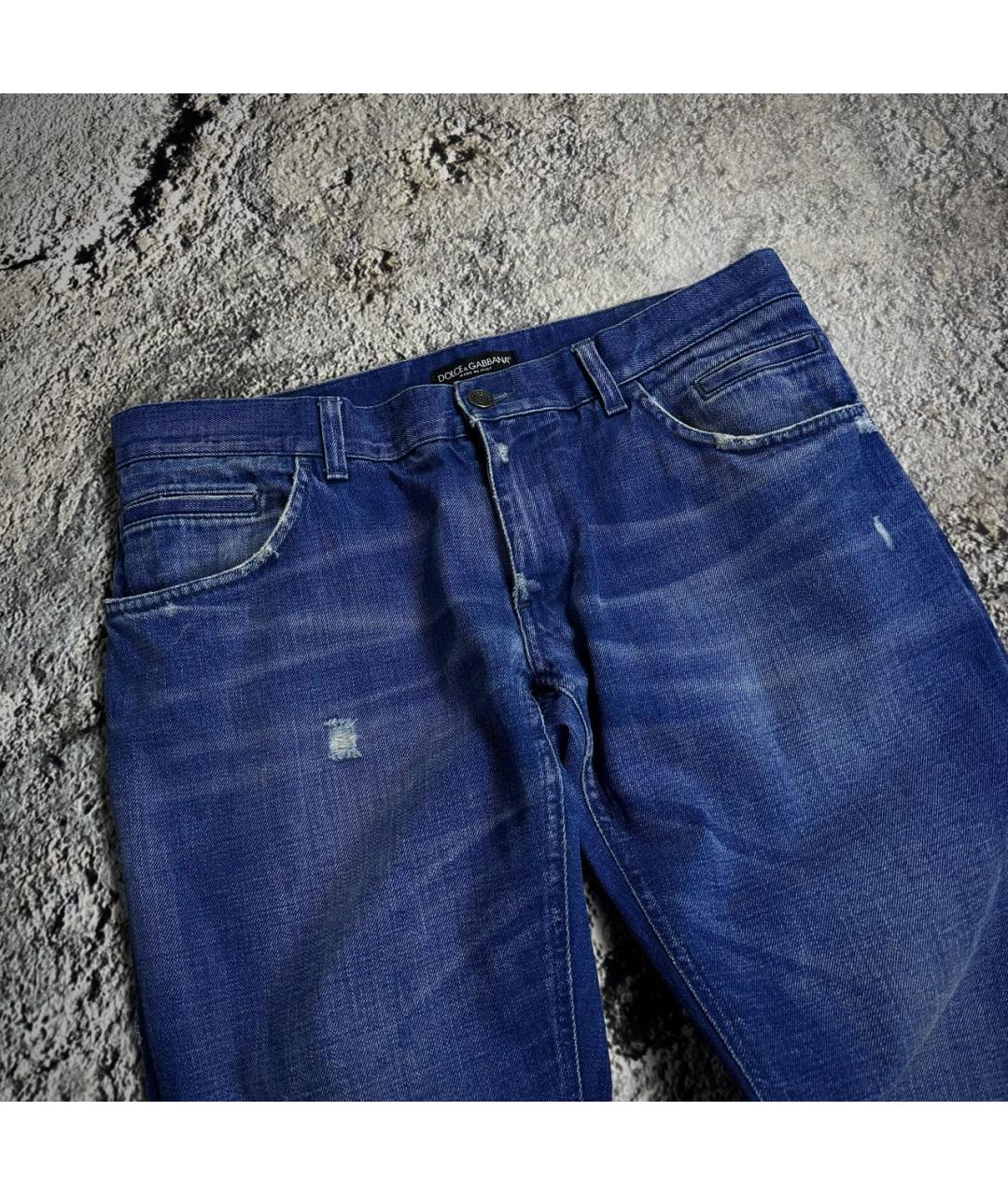DOLCE&GABBANA Синие хлопковые прямые джинсы, фото 6