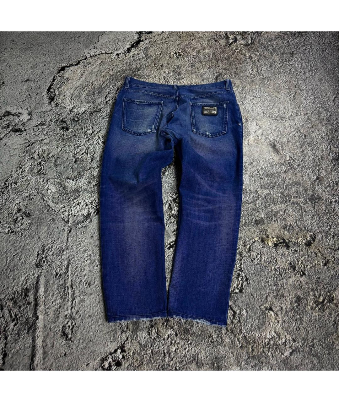 DOLCE&GABBANA Синие хлопковые прямые джинсы, фото 2