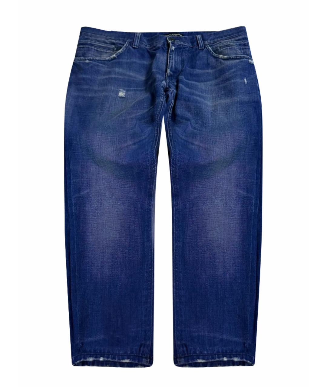 DOLCE&GABBANA Синие хлопковые прямые джинсы, фото 1