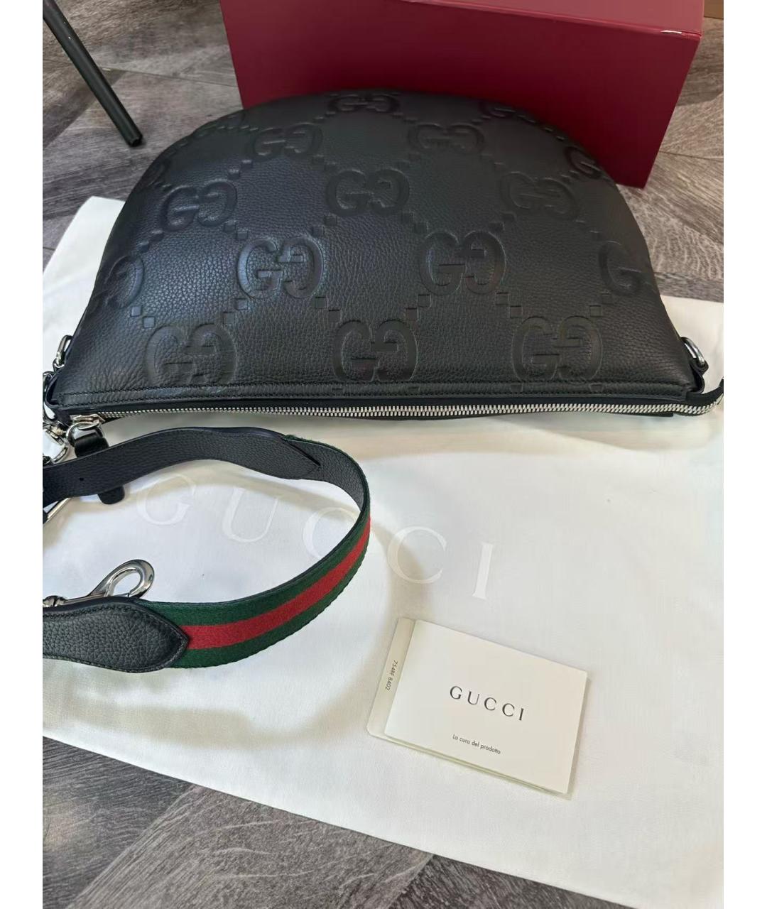 GUCCI Черная кожаная сумка через плечо, фото 3