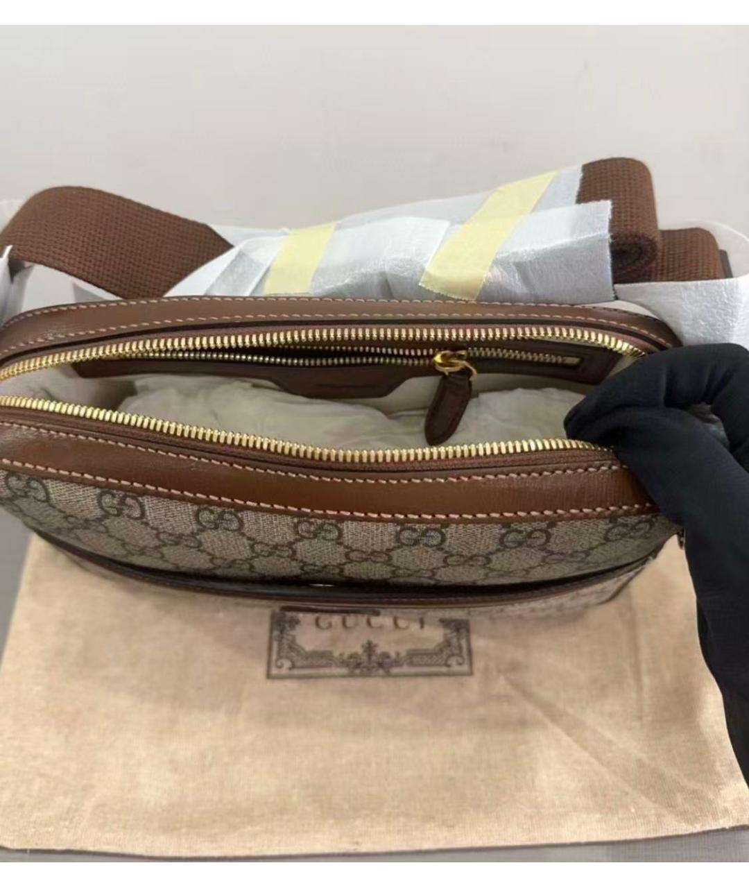 GUCCI Бежевая кожаная сумка через плечо, фото 6