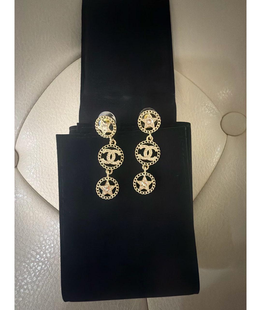 CHANEL Золотые металлические серьги, фото 6