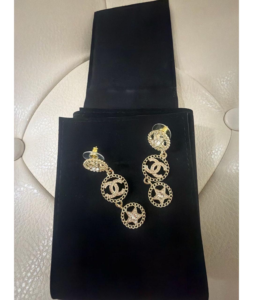 CHANEL Золотые металлические серьги, фото 2