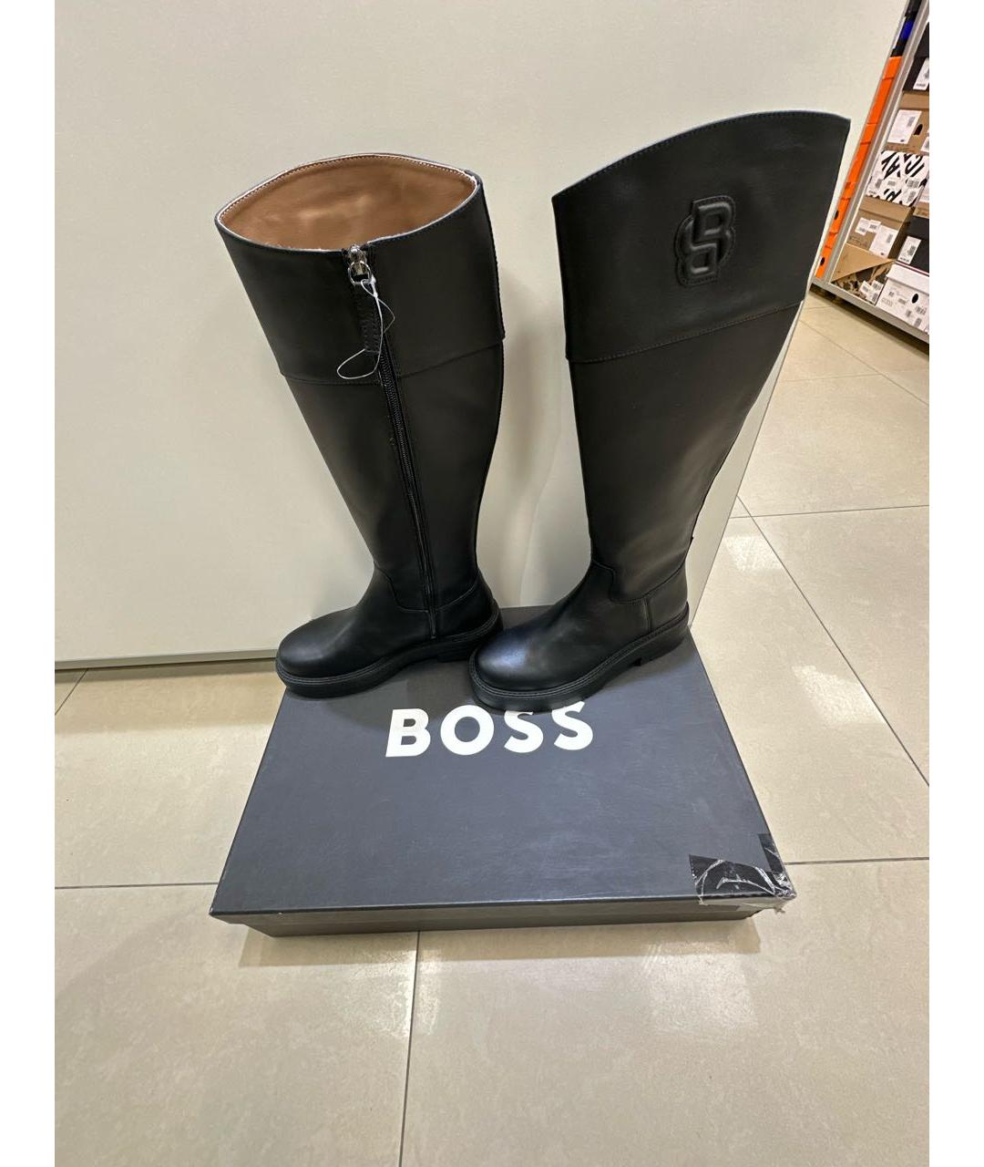 HUGO BOSS Черные кожаные сапоги, фото 6