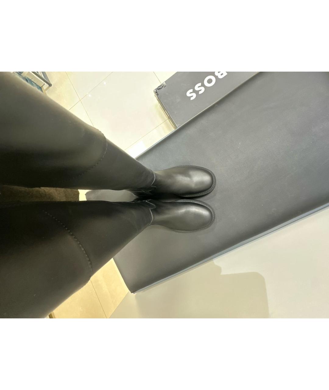 HUGO BOSS Черные кожаные сапоги, фото 3