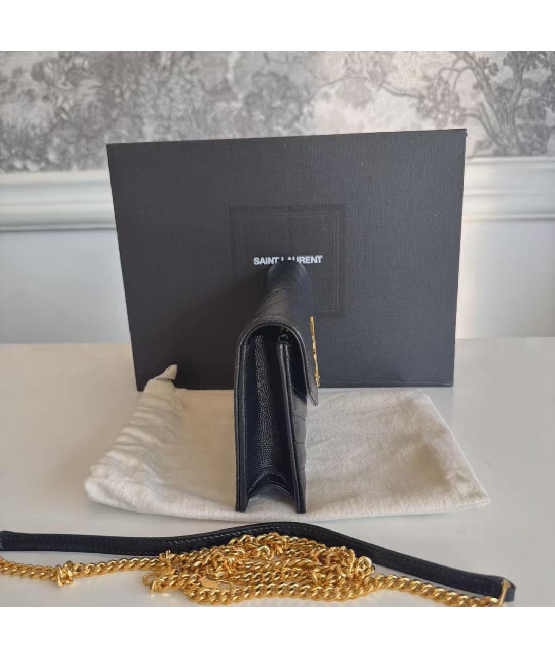 SAINT LAURENT Черная кожаная сумка через плечо, фото 5