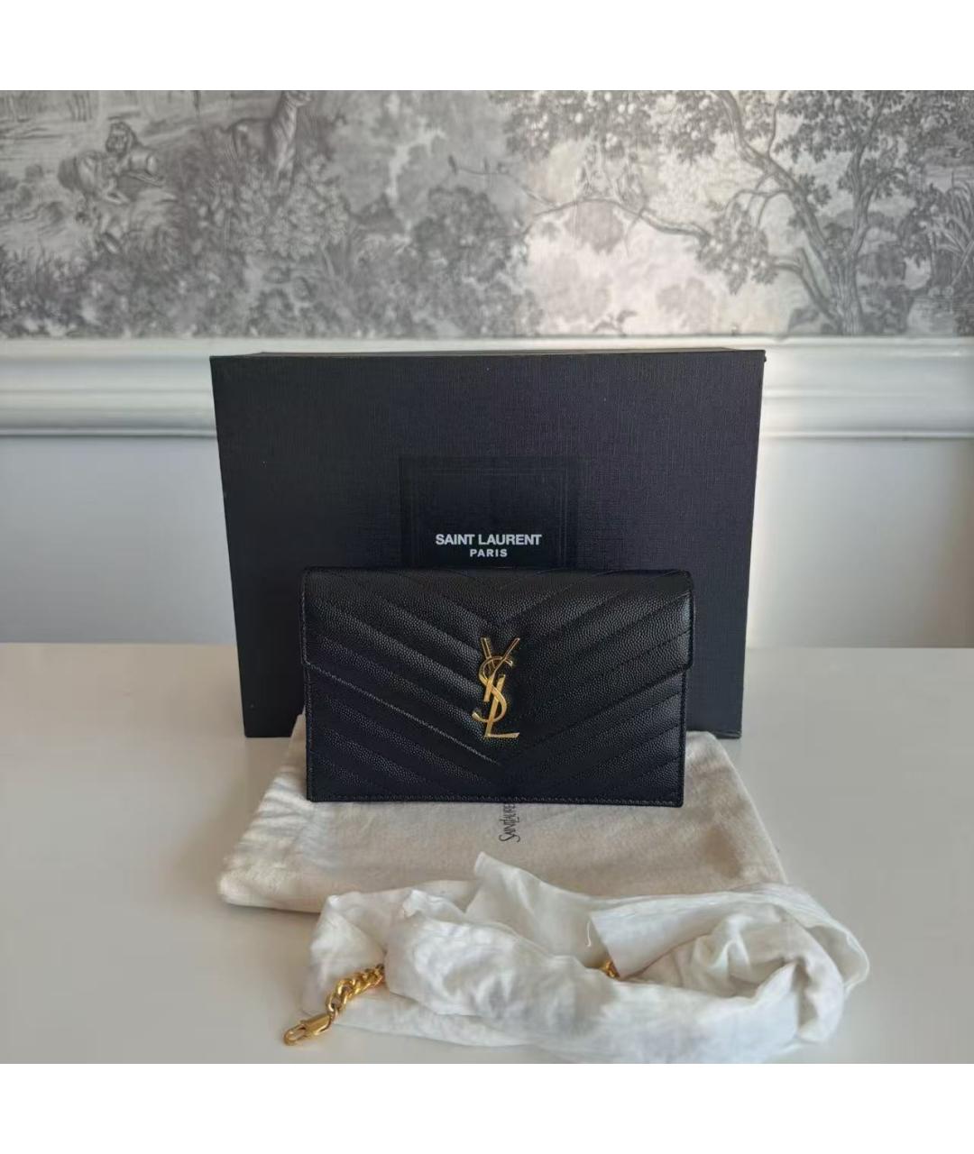 SAINT LAURENT Черная кожаная сумка через плечо, фото 7