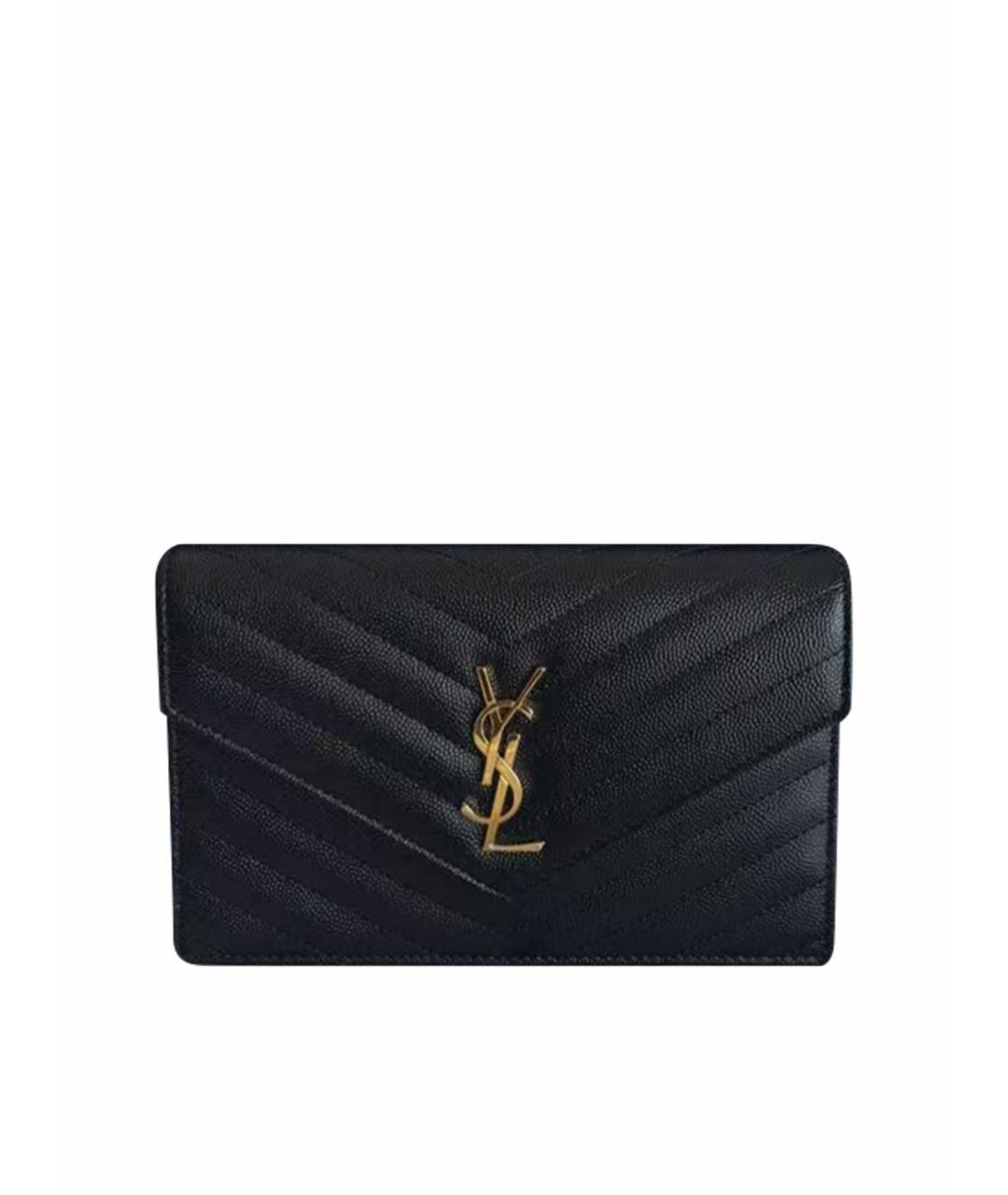 SAINT LAURENT Черная кожаная сумка через плечо, фото 1