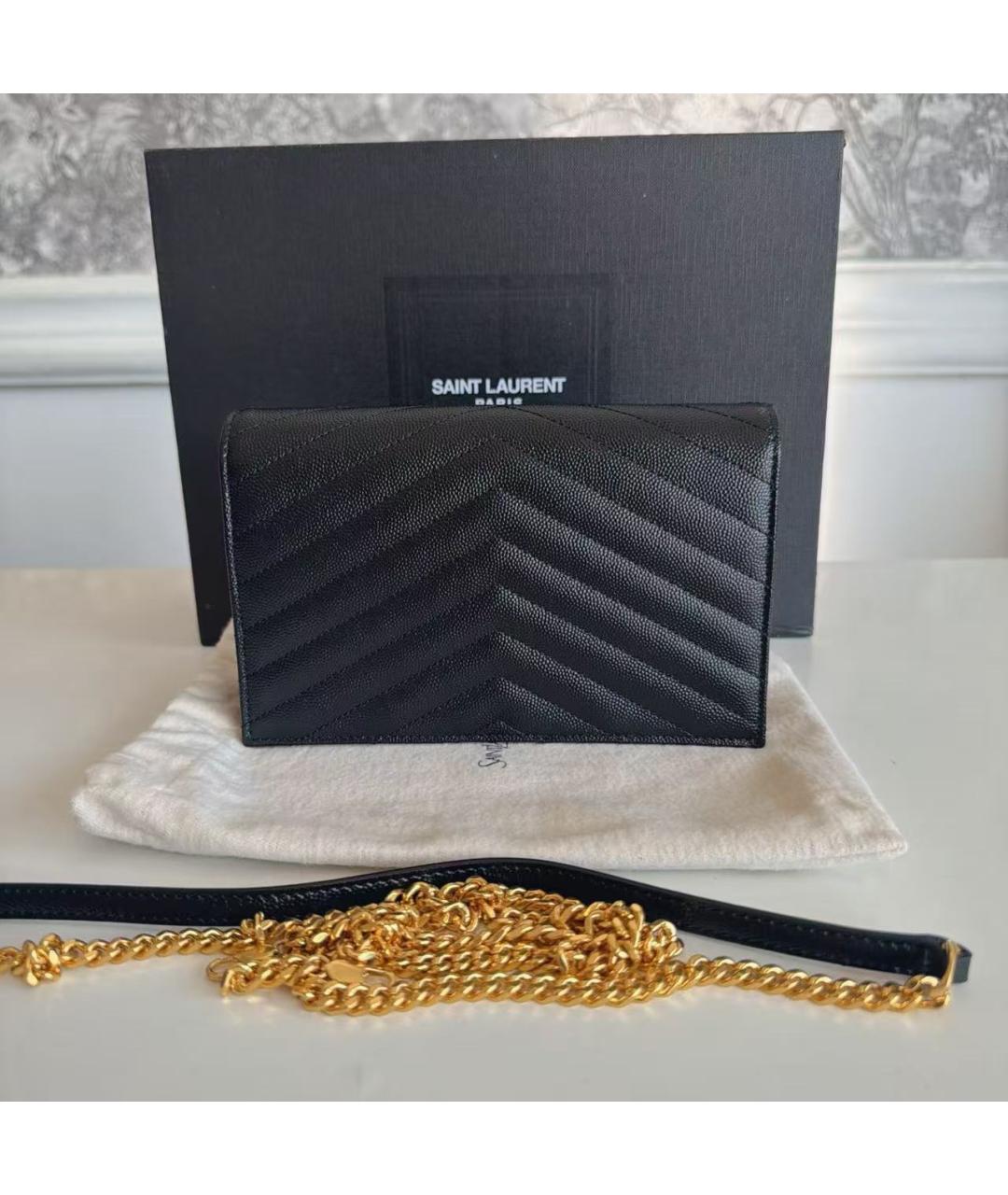 SAINT LAURENT Черная кожаная сумка через плечо, фото 3