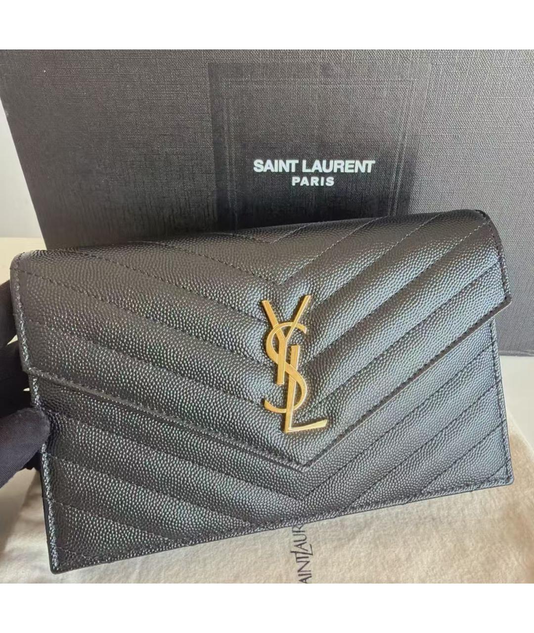 SAINT LAURENT Черная кожаная сумка через плечо, фото 6