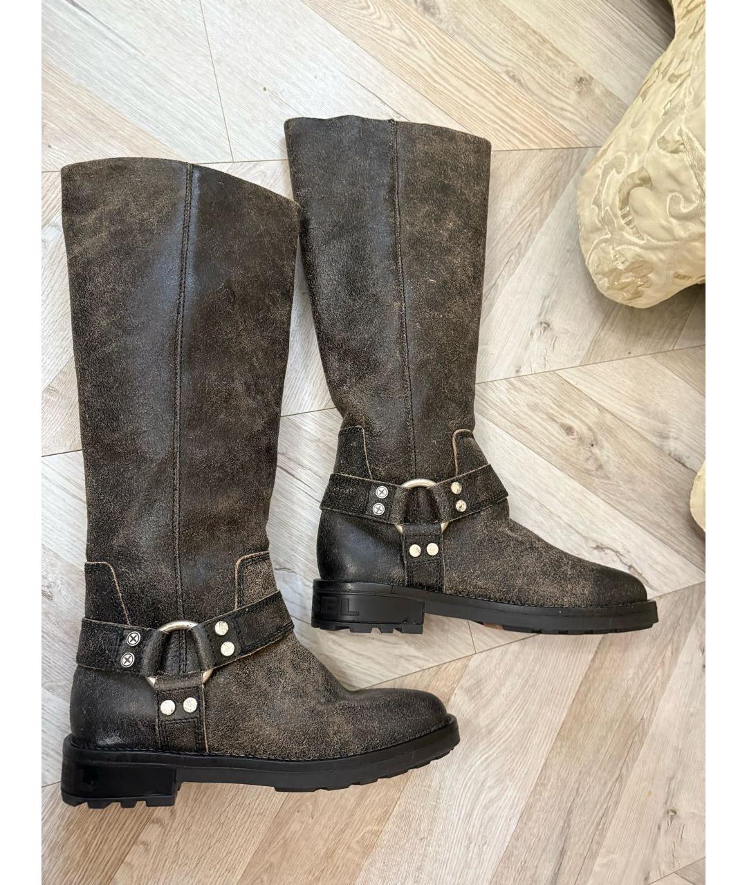 DIESEL Коричневые кожаные сапоги, фото 7