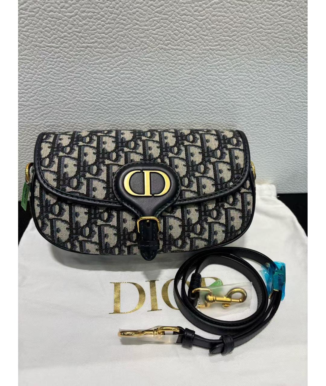 CHRISTIAN DIOR Голубая тканевая сумка через плечо, фото 2