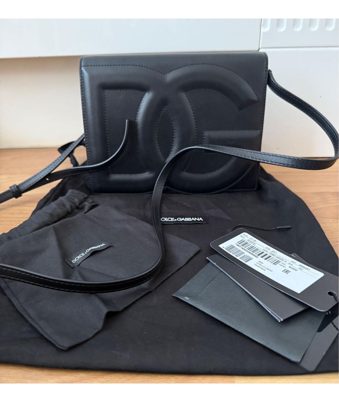 DOLCE&GABBANA Черная кожаная сумка через плечо, фото 8