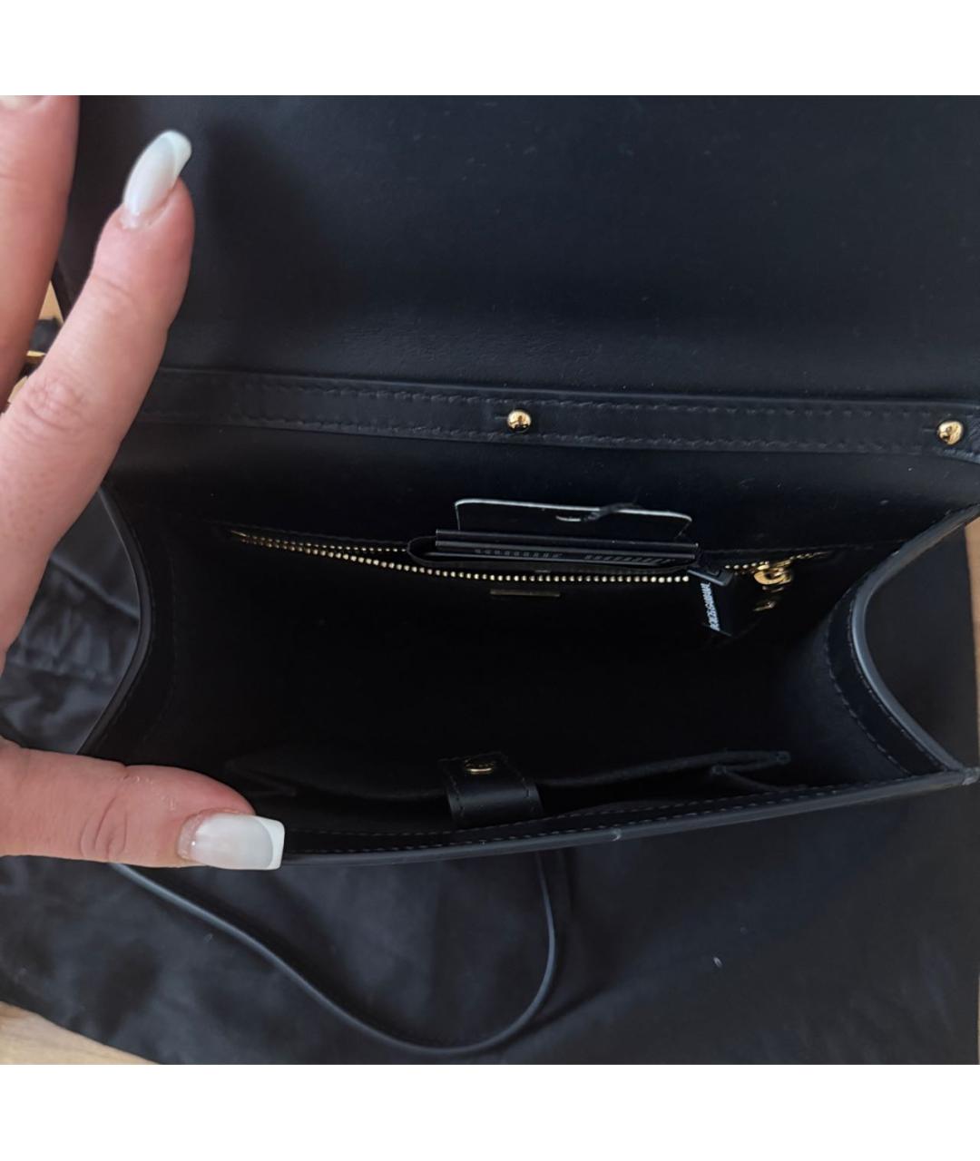 DOLCE&GABBANA Черная кожаная сумка через плечо, фото 4