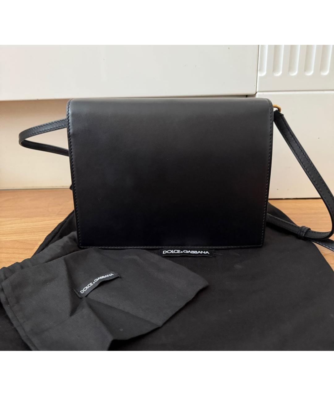 DOLCE&GABBANA Черная кожаная сумка через плечо, фото 3
