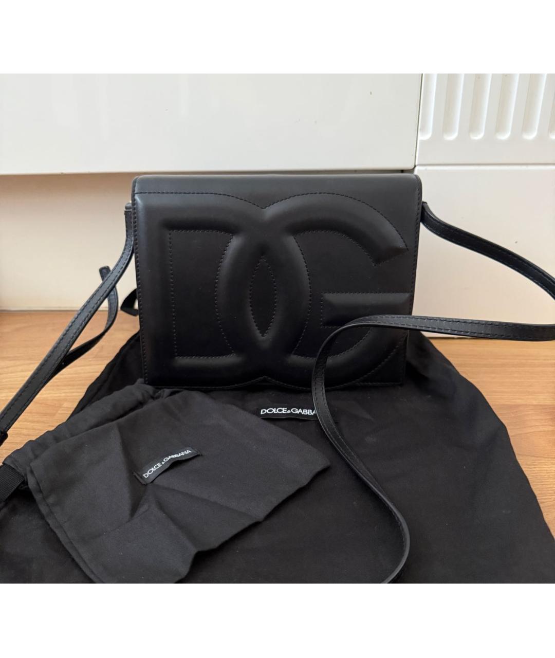 DOLCE&GABBANA Черная кожаная сумка через плечо, фото 6