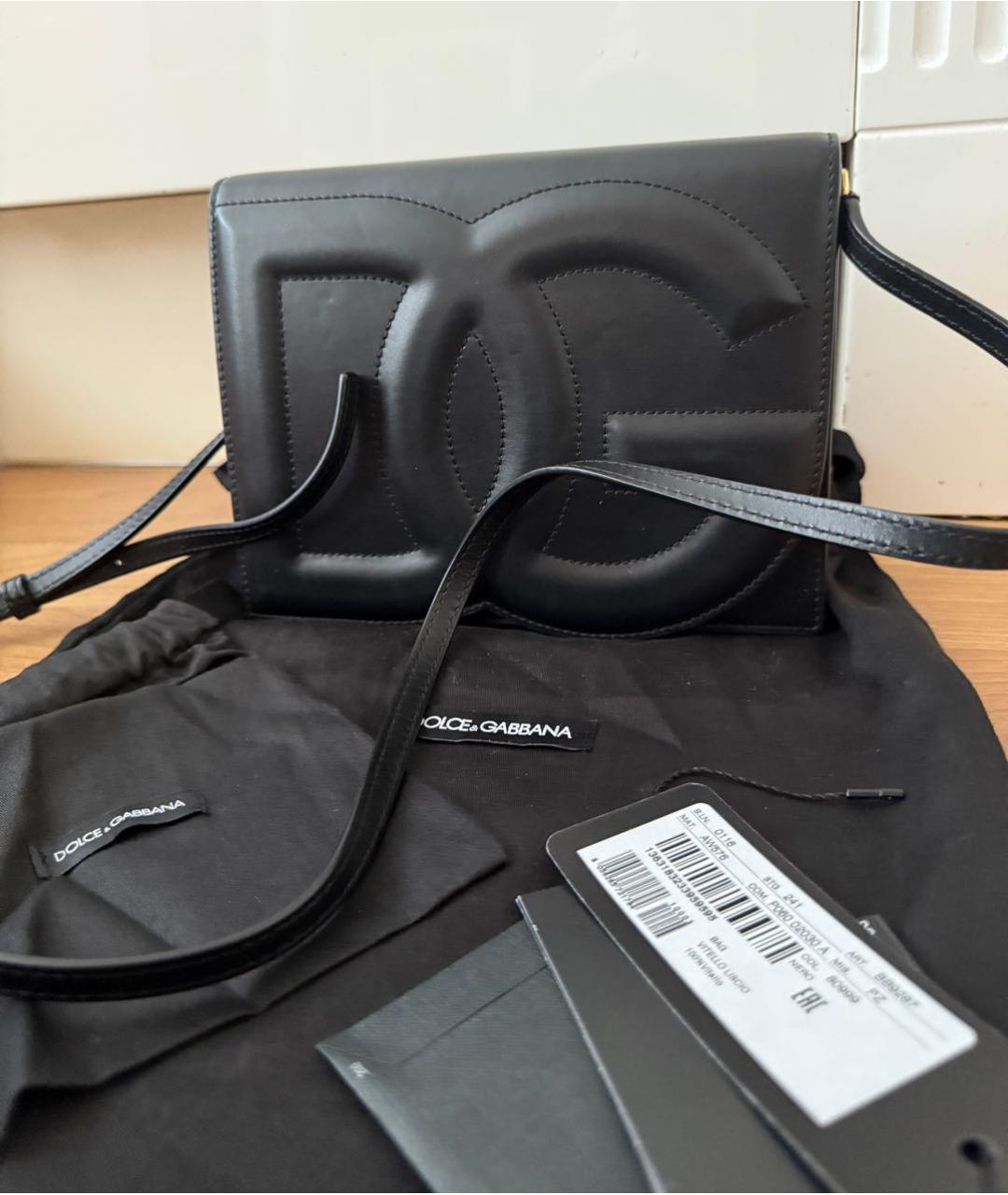 DOLCE&GABBANA Черная кожаная сумка через плечо, фото 7