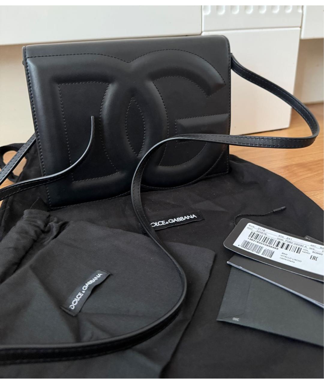 DOLCE&GABBANA Черная кожаная сумка через плечо, фото 2