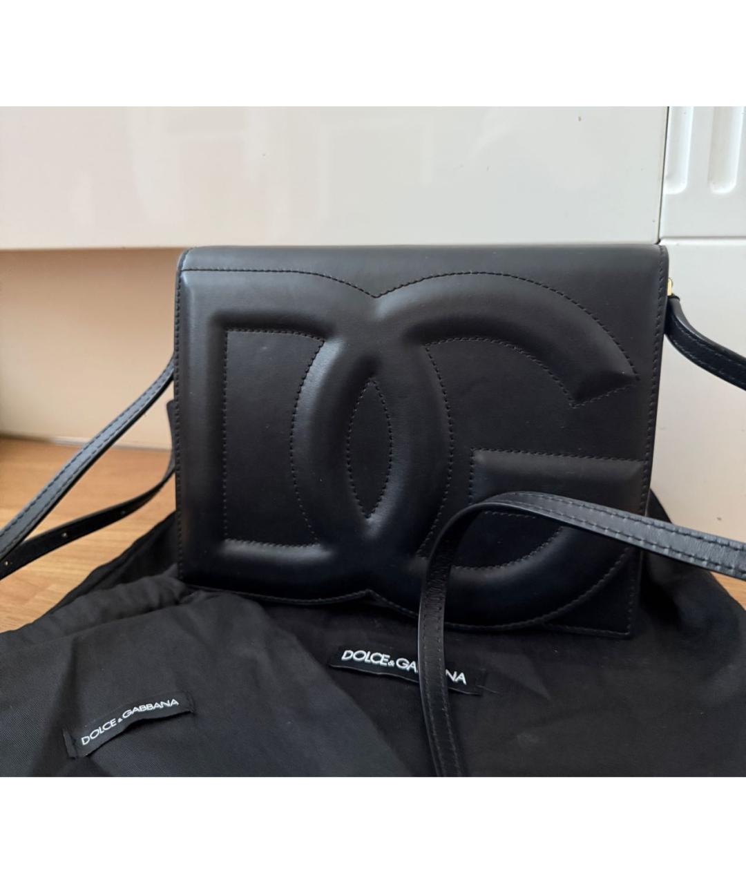 DOLCE&GABBANA Черная кожаная сумка через плечо, фото 5