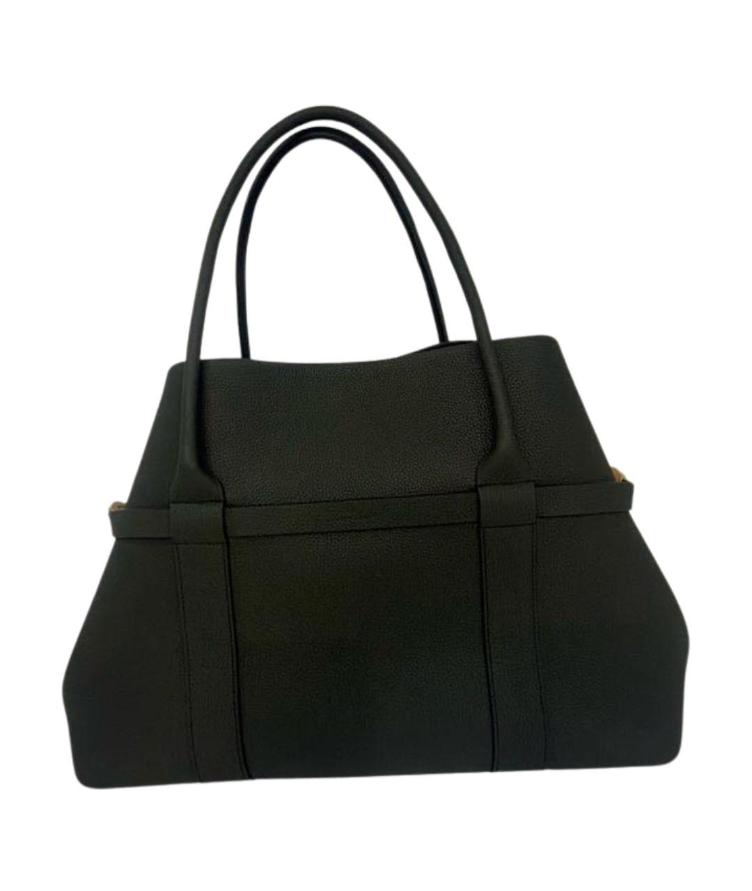 LORO PIANA Хаки кожаная сумка с короткими ручками, фото 1