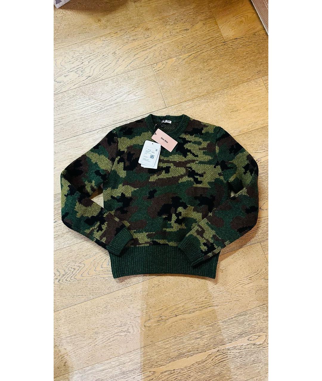 MIU MIU Хаки шерстяной джемпер / свитер, фото 5