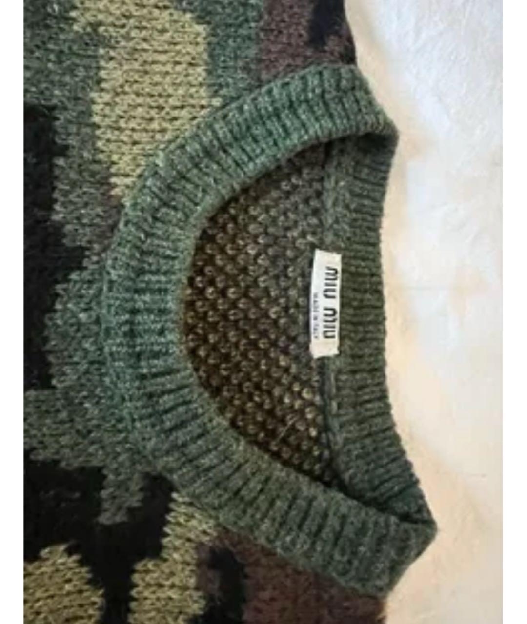 MIU MIU Хаки шерстяной джемпер / свитер, фото 4