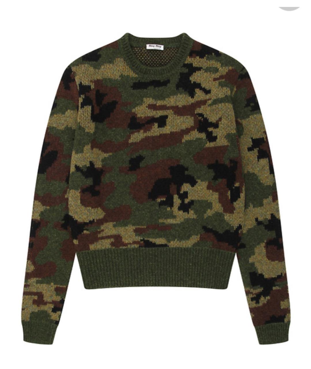 MIU MIU Хаки шерстяной джемпер / свитер, фото 6