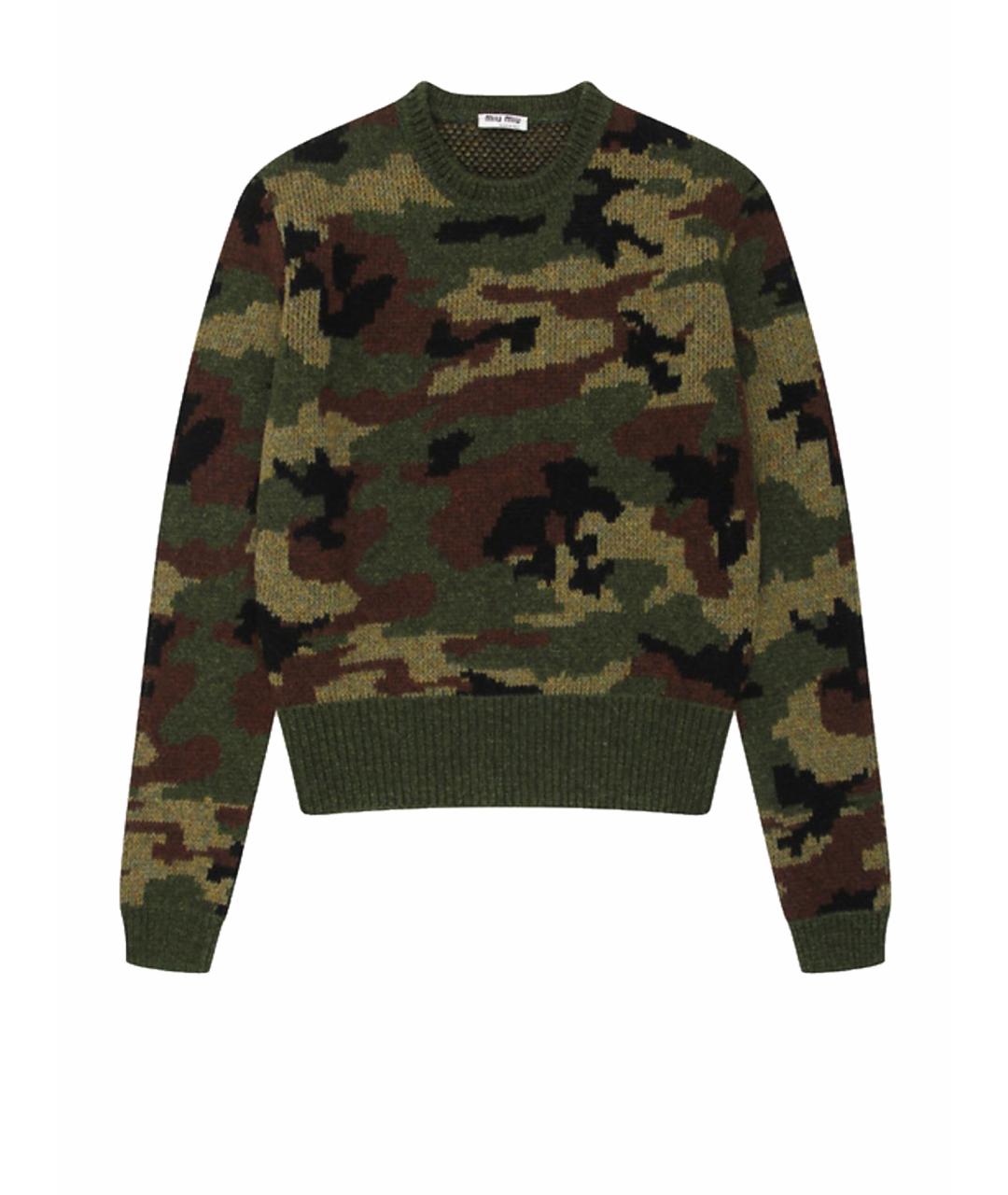 MIU MIU Хаки шерстяной джемпер / свитер, фото 1