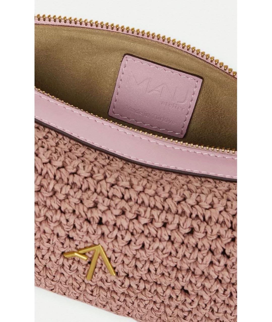 MANU ATELIER Розовая тканевая сумка с короткими ручками, фото 4