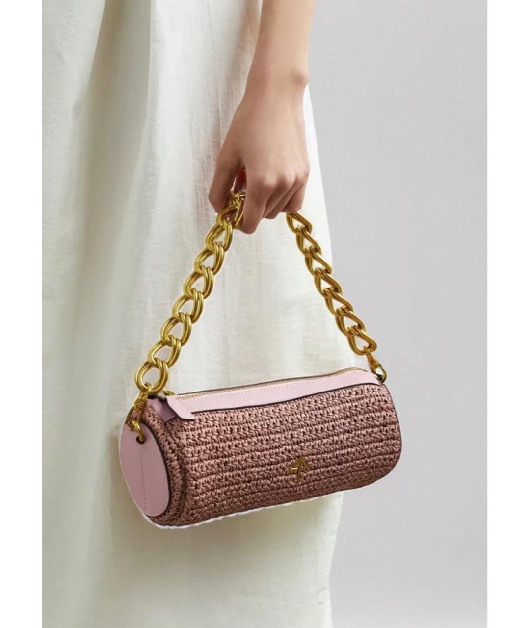 MANU ATELIER Розовая тканевая сумка с короткими ручками, фото 2