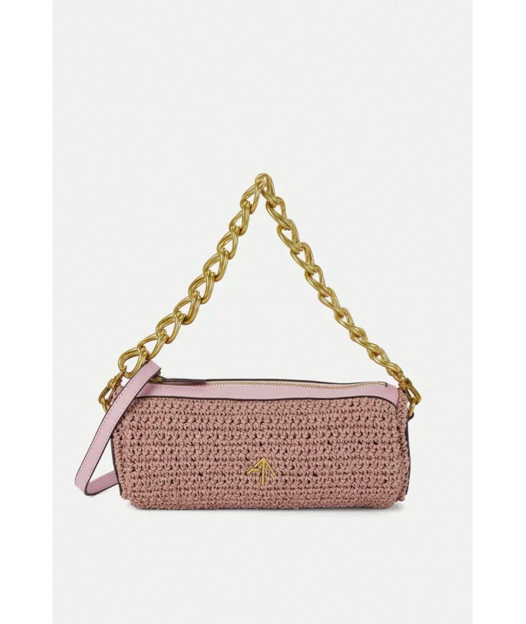 MANU ATELIER Розовая тканевая сумка с короткими ручками, фото 5