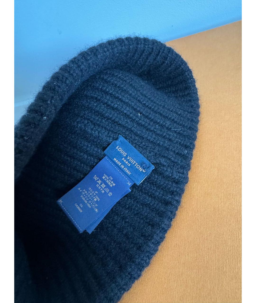 LOUIS VUITTON Черная кашемировая шапка, фото 3