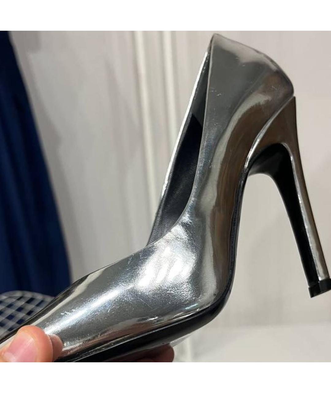 BALENCIAGA Серебряные кожаные туфли, фото 5